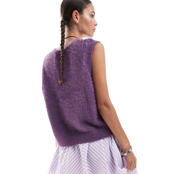 Vans Roger Knitted Sweater Vest In Purple Sz M - Picture 2 of 7